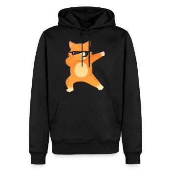 Cat With Sunglasses Dab Dance - Cool Gift - Männer Premium Bio Hoodie - Schwarz - Vorne - Nico (187cm)