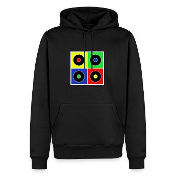 vinyle - Sweat à capuche Premium bio Homme - noir - Devant - Nico (187cm)