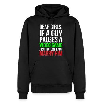 Heirate ihn lustiges Videospiel Meme T-Shirt - Männer Premium Bio Hoodie - Schwarz - Vorne - Nico (187cm)