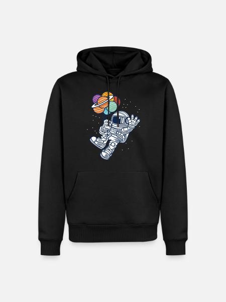 Astronaut with balloons - Men’s Premium Organic Hoodie - black