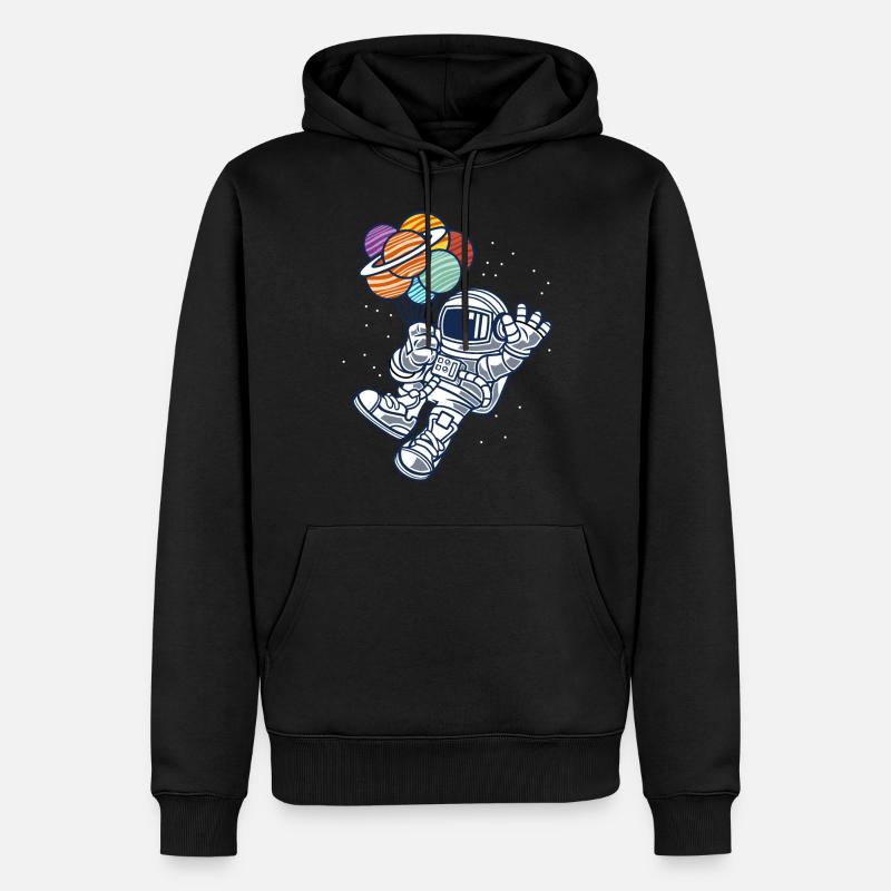 Astronaut mit Luftballons - Männer Premium Bio Hoodie - Schwarz