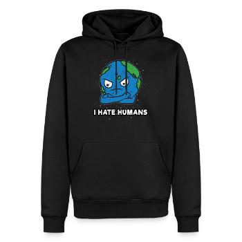 Pollution Mère Terre - Sweat à capuche Premium bio Homme - noir - Devant - Nico (187cm)