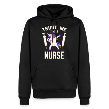 Infirmière tamponnant le cadeau de licorne de danse - Sweat à capuche Premium bio Homme - noir - Devant - Nico (187cm)