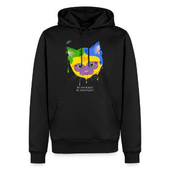 Chat - Sois toi-même, sois différent - Cat - Sweat à capuche Premium bio Homme - noir - Devant - Nico (187cm)