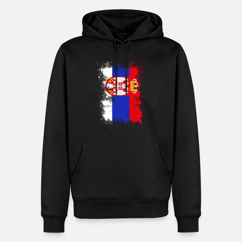 Serbien Flagge Farbfleck - Männer Premium Bio Hoodie - Schwarz