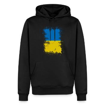 Ukraine Flagge Farbfleck Kunst - Männer Premium Bio Hoodie - Schwarz - Vorne - Nico (187cm)