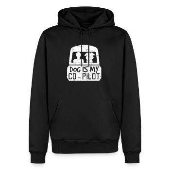 Chien pilote de copilote - Sweat à capuche Premium bio Homme - noir - Devant - Nico (187cm)
