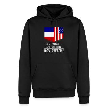 50% Franzosen 50% Amerikaner 100% Awesome Immigrant - Männer Premium Bio Hoodie - Schwarz - Vorne - Nico (187cm)