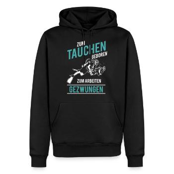 Born to dive forced to work - Men’s Premium Organic Hoodie - black - Front - Nico (187cm)
