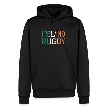 Irlande rugby - Sweat à capuche Premium bio Homme - noir - Devant - Nico (187cm)