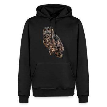 The eagle owl is a hunter of the dusk and the night. - Men’s Premium Organic Hoodie - black - Front - Nico (187cm)