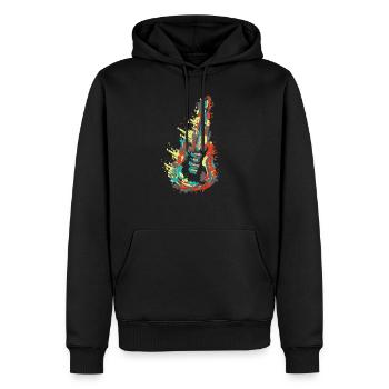 Guitare Rock'n'Roll - Sweat à capuche Premium bio Homme - noir - Devant - Nico (187cm)