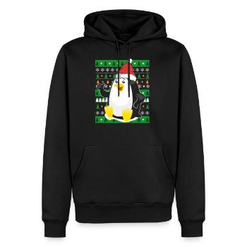 Ugly Christmas Pingouin - Sweat à capuche Premium bio Homme - noir - Devant - Nico (187cm)