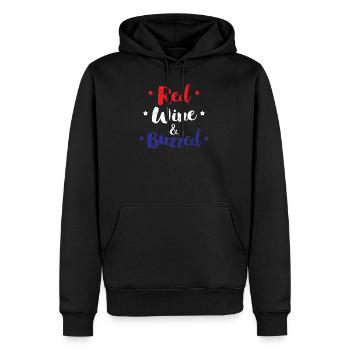 Red Wine And Buzzed Funny 4th Of July - Men’s Premium Organic Hoodie - black - Front - Nico (187cm)