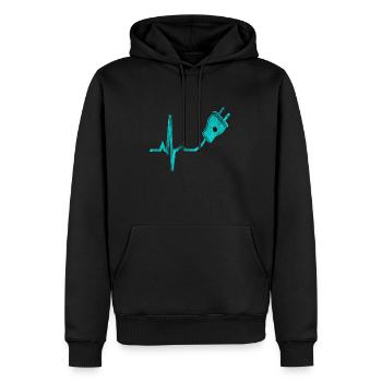 Électricien, battement de coeur - Sweat à capuche Premium bio Homme - noir - Devant - Nico (187cm)