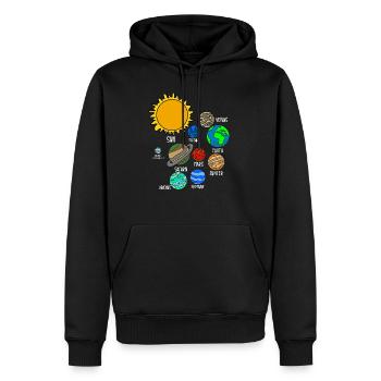 Planète de l'univers - Sweat à capuche Premium bio Homme - noir - Devant - Nico (187cm)