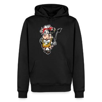 Thug Cow / Gangster Kuh - Männer Premium Bio Hoodie - Schwarz - Vorne - Nico (187cm)