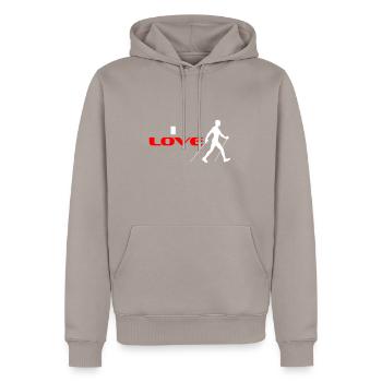 Amour nordique - Sweat à capuche Premium bio Homme - taupe - Devant - Nico (187cm)
