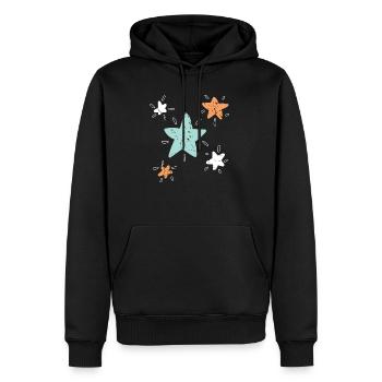 Fünf bunte große und kleine Sterne Geschenkidee - Männer Premium Bio Hoodie - Schwarz - Vorne - Nico (187cm)