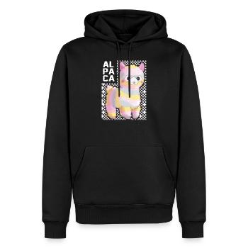 Idée cadeau arc-en-ciel alpaga lama - Sweat à capuche Premium bio Homme - noir - Devant - Nico (187cm)