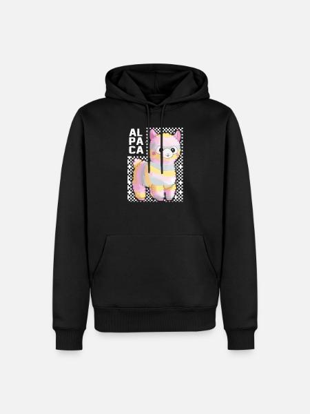 Rainbow alpaca llama gift idea - Men’s Premium Organic Hoodie - black