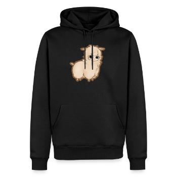 Idée cadeau alpaga lama marron aux yeux mignons - Sweat à capuche Premium bio Homme - noir - Devant - Nico (187cm)