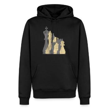 Jeu d'échecs - Sweat à capuche Premium bio Homme - noir - Devant - Nico (187cm)