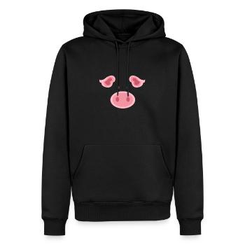 Costume de cochon drôle visage de cochon - Sweat à capuche Premium bio Homme - noir - Devant - Nico (187cm)