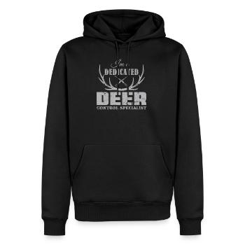 Chasse au cerf - Sweat à capuche Premium bio Homme - noir - Devant - Nico (187cm)