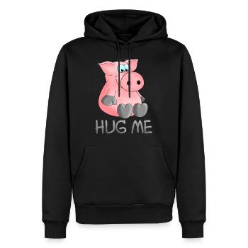 Hug - hug me pig - Men’s Premium Organic Hoodie - black - Front - Nico (187cm)