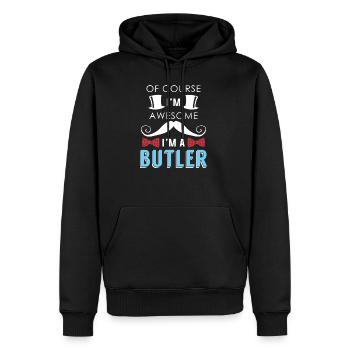 Cadeau Butler - Sweat à capuche Premium bio Homme - noir - Devant - Nico (187cm)