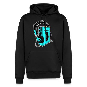 Walkman Kasette Musik retro style Geschenkidee - Männer Premium Bio Hoodie - Schwarz - Vorne - Nico (187cm)