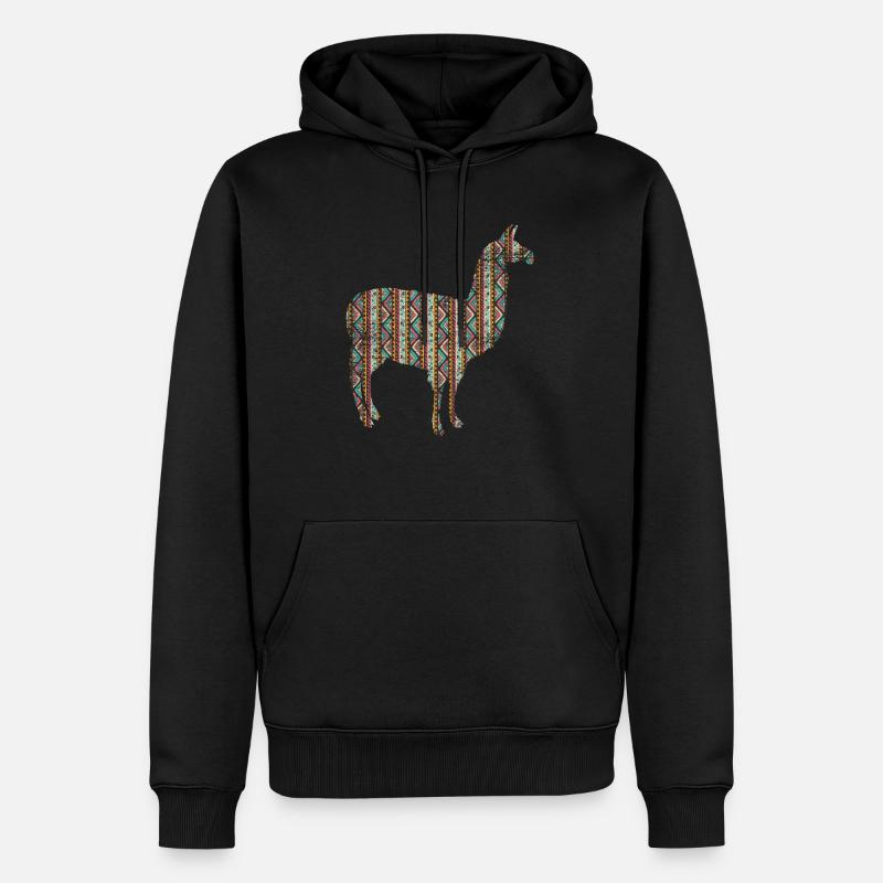 Lama - Männer Premium Bio Hoodie - Schwarz