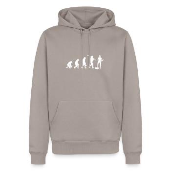 Plombier Evolution - Sweat à capuche Premium bio Homme - taupe - Devant - Nico (187cm)
