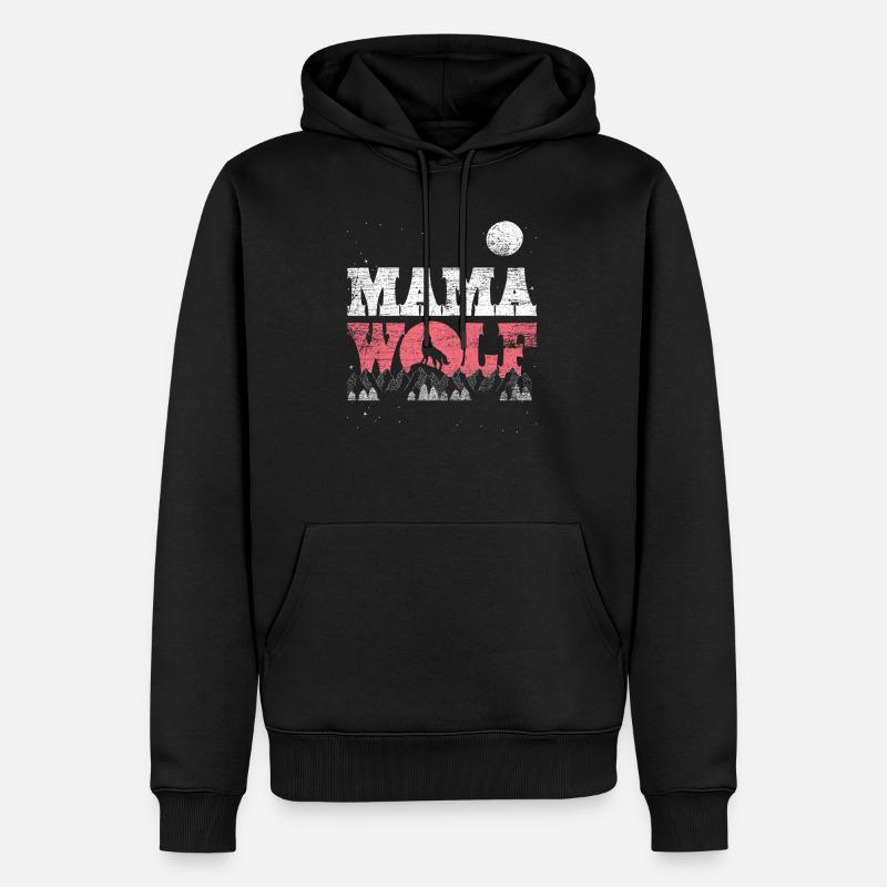 Wolf Mama - Sweat à capuche Premium bio Homme - noir