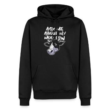 Vache animal - Sweat à capuche Premium bio Homme - noir - Devant - Nico (187cm)