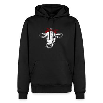 Kuh - Männer Premium Bio Hoodie - Schwarz - Vorne - Nico (187cm)