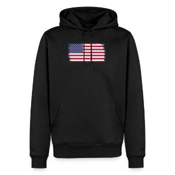 Drapeau américain - Sweat à capuche Premium bio Homme - noir - Devant - Nico (187cm)