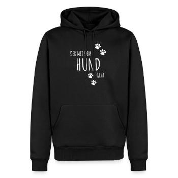 C'EST AVEC LE CHIEN - Sweat à capuche Premium bio Homme - noir - Devant - Nico (187cm)