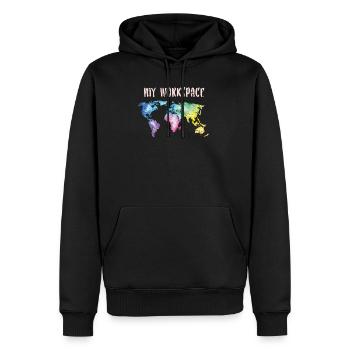 Weltkarte Globus - Männer Premium Bio Hoodie - Schwarz - Vorne - Nico (187cm)