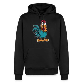Poulet Coq - Sweat à capuche Premium bio Homme - noir - Devant - Nico (187cm)