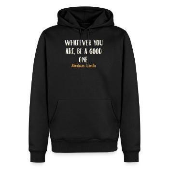 Lincoln Zitat - Männer Premium Bio Hoodie - Schwarz - Vorne - Nico (187cm)