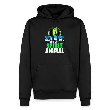 Seepferd - Männer Premium Bio Hoodie - Schwarz - Vorne - Nico (187cm)