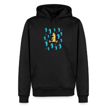 Seepferd - Männer Premium Bio Hoodie - Schwarz - Vorne - Nico (187cm)