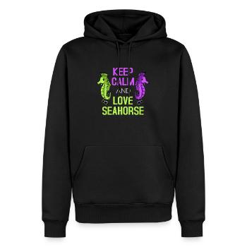 Seepferd - Männer Premium Bio Hoodie - Schwarz - Vorne - Nico (187cm)