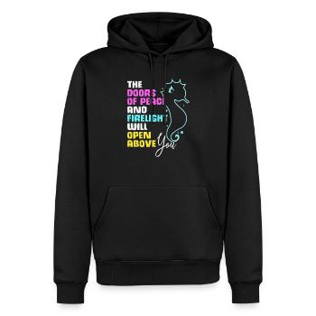 Seepferd - Männer Premium Bio Hoodie - Schwarz - Vorne - Nico (187cm)