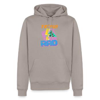 Années 80 - Sweat à capuche Premium bio Homme - taupe - Devant - Nico (187cm)