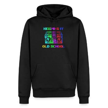 Old School - Männer Premium Bio Hoodie - Schwarz - Vorne - Nico (187cm)