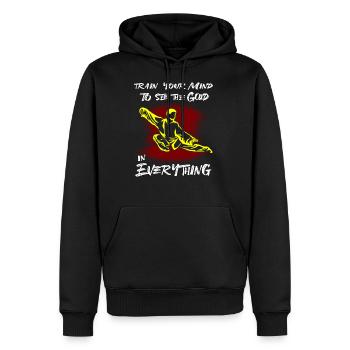 Tai chi - Sweat à capuche Premium bio Homme - noir - Devant - Nico (187cm)