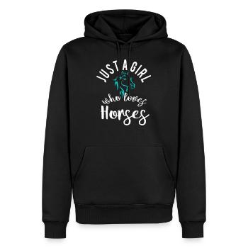 Mignon je suis juste une fille qui aime les chevaux - Sweat à capuche Premium bio Homme - noir - Devant - Nico (187cm)